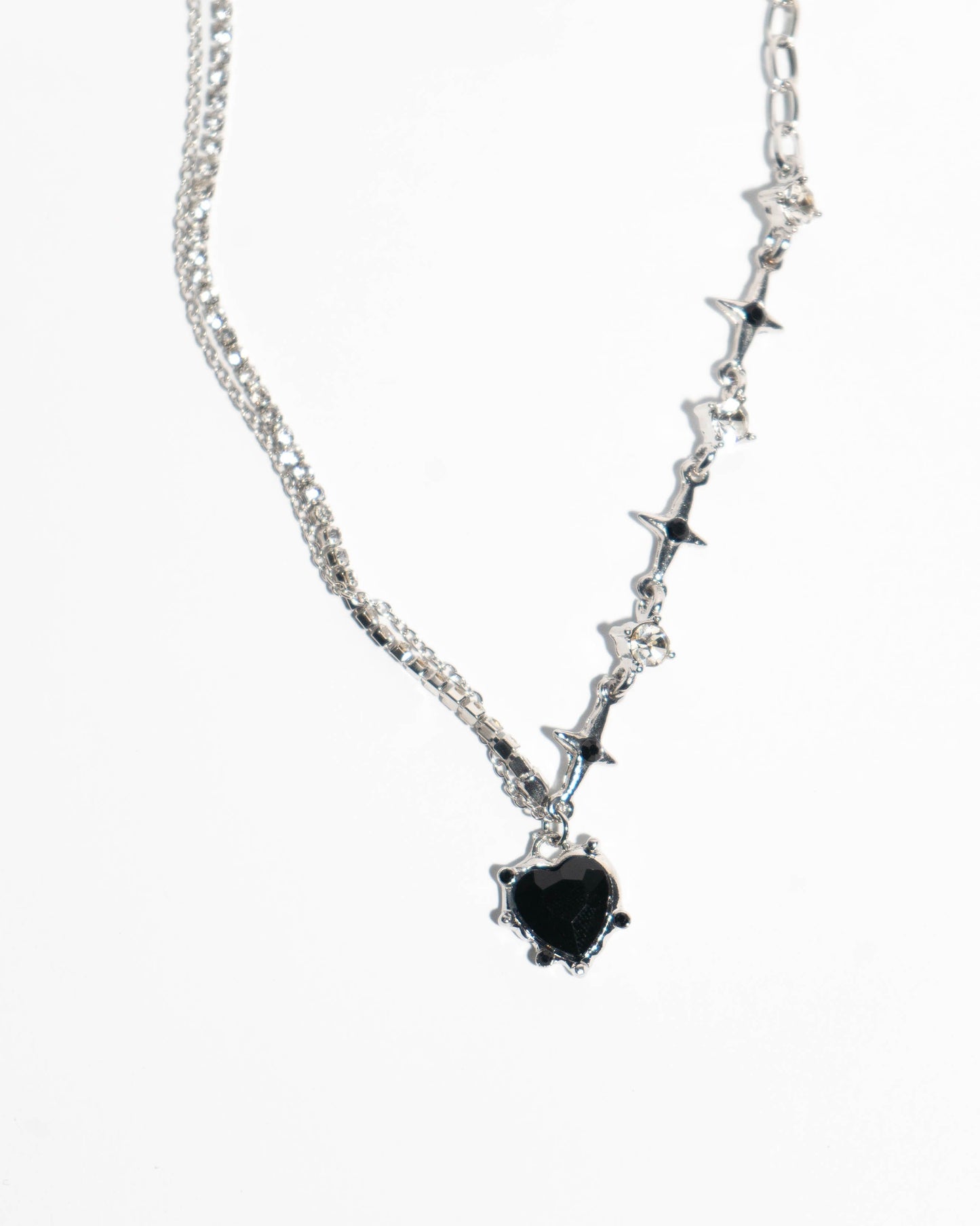 Black Flame Heart Necklace – Gemstone Pendant