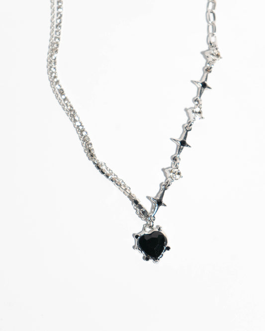 Black Flame Heart Necklace – Gemstone Pendant